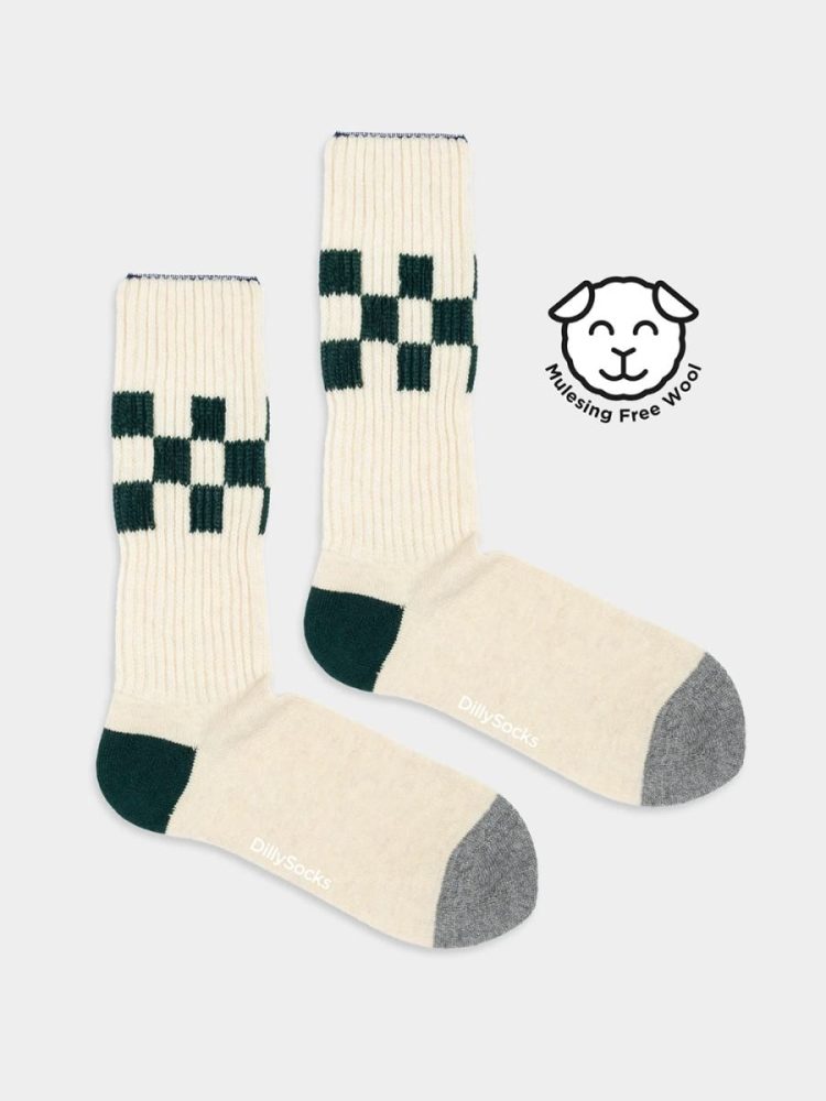 - Wollsocken Damen Cozy Pekka | Warme Socken mit Wolle und Kaschmir als Geschenk | Beige Grün 36-40