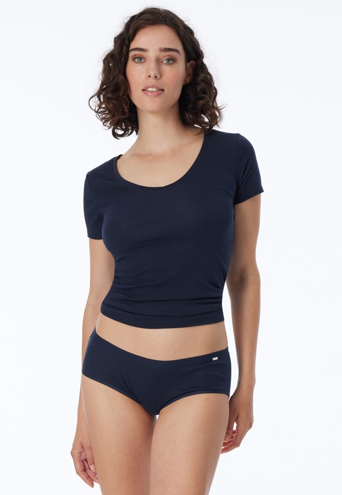 Schiesser Hipster Slip Feinripp Dunkelblau - Naturschönheit für Damen, Größe M, 95 % Baumwolle, 5 % Elasthan