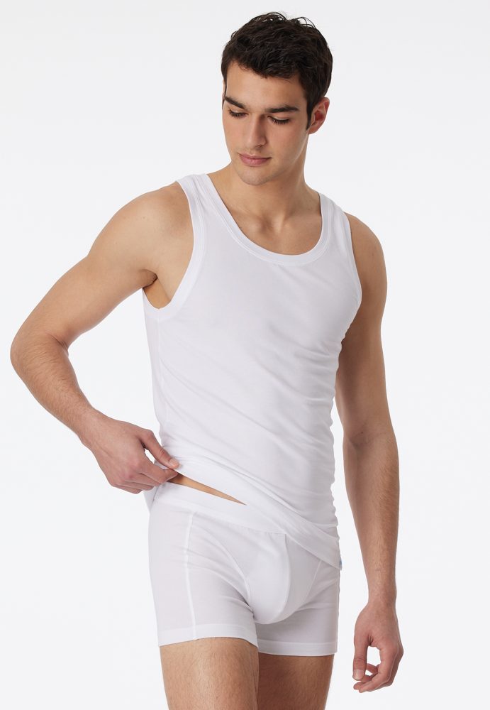 Schiesser Tank Top Weiss - Long Life Cotton für Herren, Größe L, 95 % Baumwolle, 5 % Elasthan