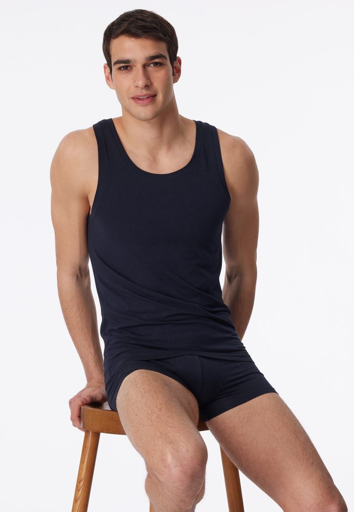 Schiesser Tank Top Dunkelblau - Long Life Soft für Herren, Größe S, 45 % Baumwolle, 45 % Modal, 10 % Elasthan
