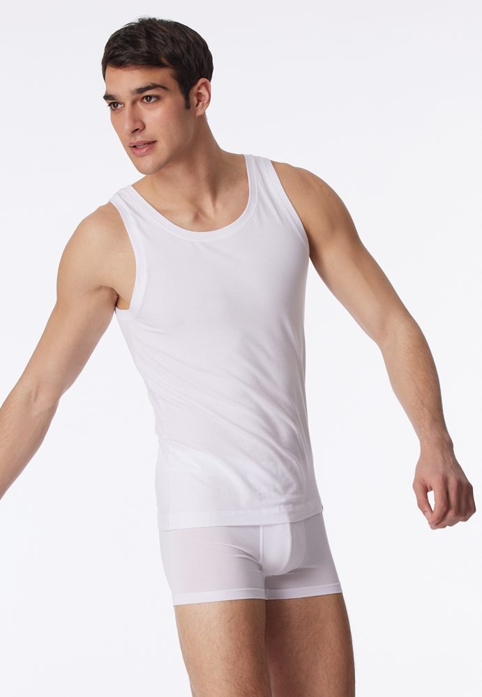 Schiesser Tank Top Weiss - Long Life Soft für Herren, Größe M, 45 % Baumwolle, 45 % Modal, 10 % Elasthan