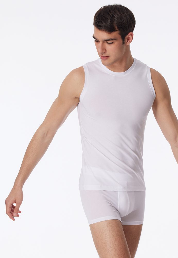 Schiesser Shirt ärmellos Weiss - Long Life Soft für Herren, Größe L, 45 % Baumwolle, 45 % Modal, 10 % Elasthan