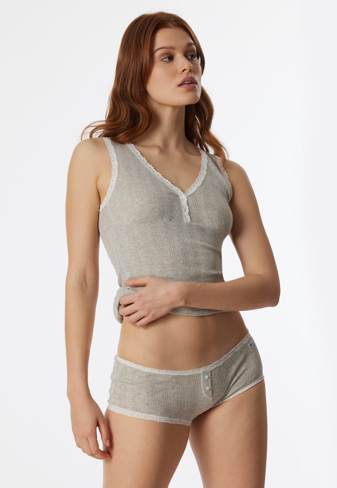 Schiesser Panty Feinripp Grau - Revival Agathe für Damen, Größe XS, 98 % Baumwolle, 2 % Elasthan