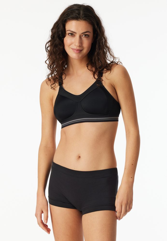 Schiesser Sport-BH Schwarz - SCHIESSER Sport für Damen, Größe 90A, 50 % Polyamid, 33 % Elasthan, 17 % Polyester