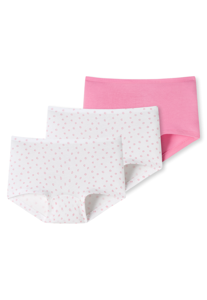 Schiesser Shorts 3er-Pack Weiss/Rosa - 95/5 für Mädchen, Größe 4Y, 95 % Baumwolle, 5 % Elasthan