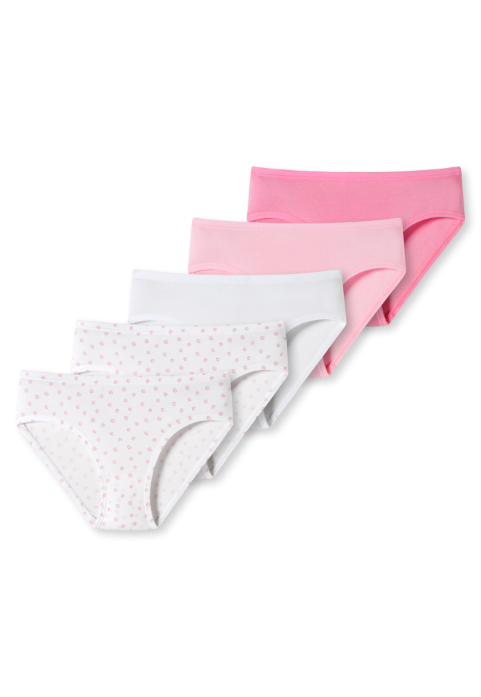 Schiesser Slip 5er-Pack Weiss/Pink - 95/5 für Mädchen, Größe 6Y, 95 % Baumwolle, 5 % Elasthan