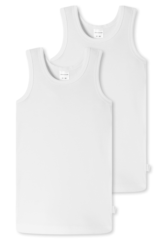 Schiesser Unterhemd 2er-Pack Weiss - 95/5 für Jungen, Größe 8Y, 95 % Baumwolle, 5 % Elasthan