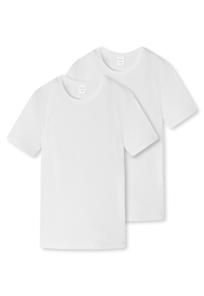 Schiesser T-Shirt 2er-Pack Weiss - 95/5 für Jungen, Größe M, 95 % Baumwolle, 5 % Elasthan