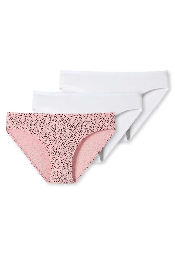 Schiesser Slip 3er-Pack Weiss/Rosa - 95/5 für Mädchen, Größe S, 95 % Baumwolle, 5 % Elasthan