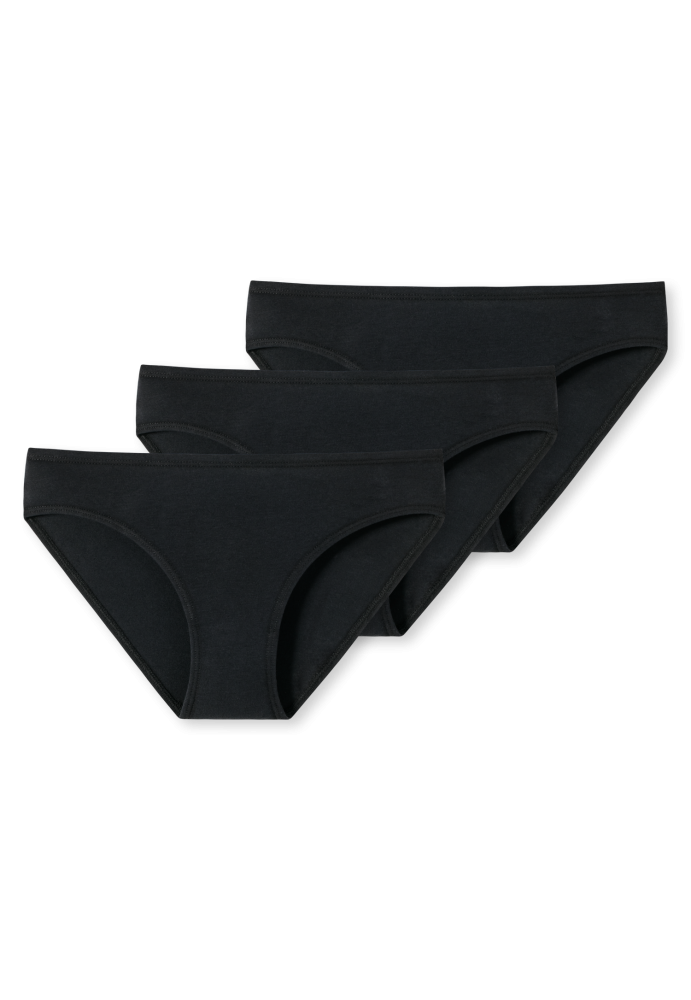 Schiesser Slip 3er-Pack Schwarz - 95/5 für Mädchen, Größe L, 95 % Baumwolle, 5 % Elasthan