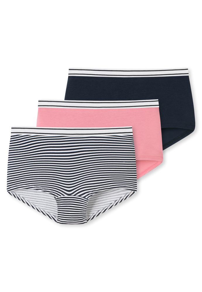 Schiesser Panty 3er-Pack Dunkelblau/Pink - 95/5 für Mädchen, Größe S, 95 % Baumwolle, 5 % Elasthan