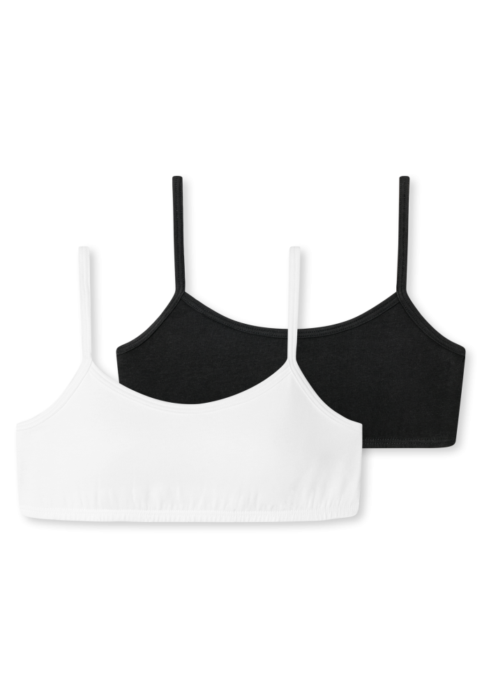 Mädchen-Bustiers 2er-Pack Organic Cotton weiß/ schwarz - 95/5 164