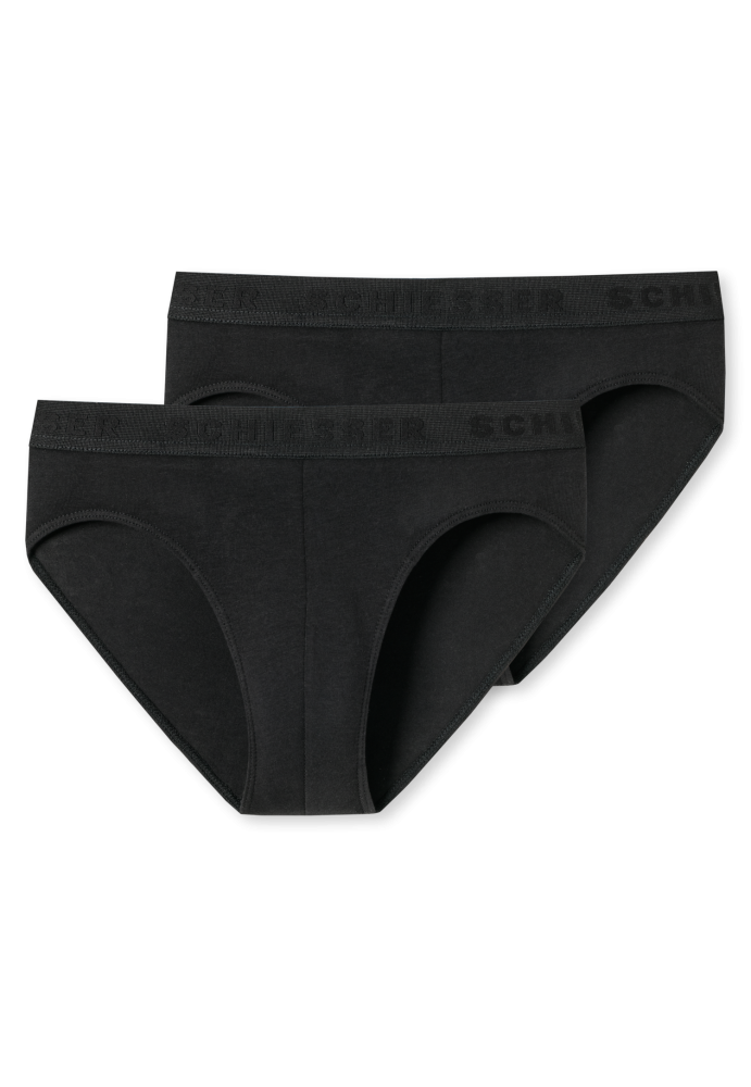 Schiesser Slip 2er-Pack Schwarz - 95/5 für Jungen, Größe XS, 95 % Baumwolle, 5 % Elasthan