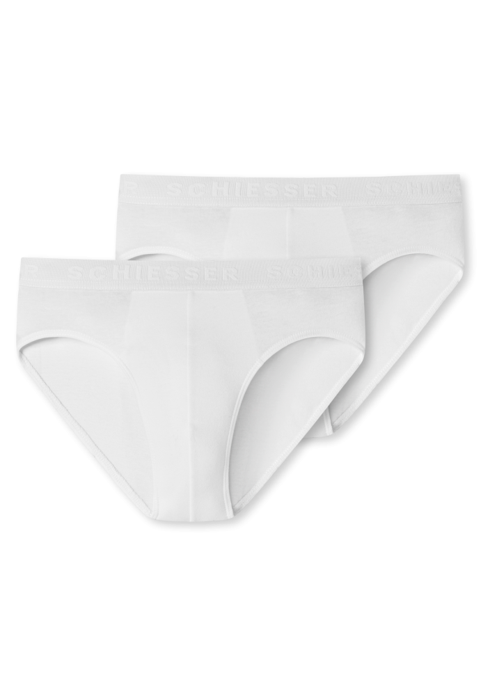 Schiesser Slip 2er-Pack Weiss - 95/5 für Jungen, Größe M, 95 % Baumwolle, 5 % Elasthan