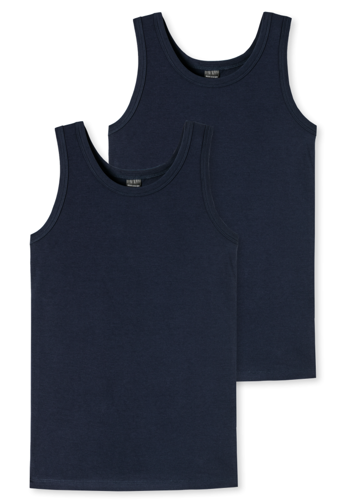 Schiesser Tank Top 2er-Pack Dunkelblau - 95/5 für Jungen, Größe L, 95 % Baumwolle, 5 % Elasthan