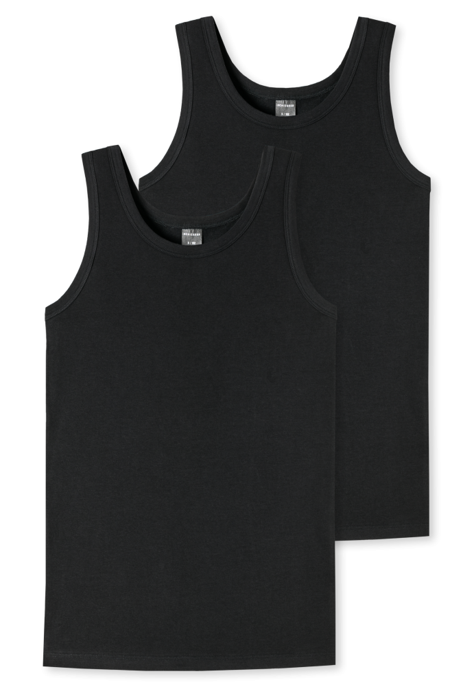 Schiesser Tank Top 2er-Pack Schwarz - 95/5 für Jungen, Größe S, 95 % Baumwolle, 5 % Elasthan