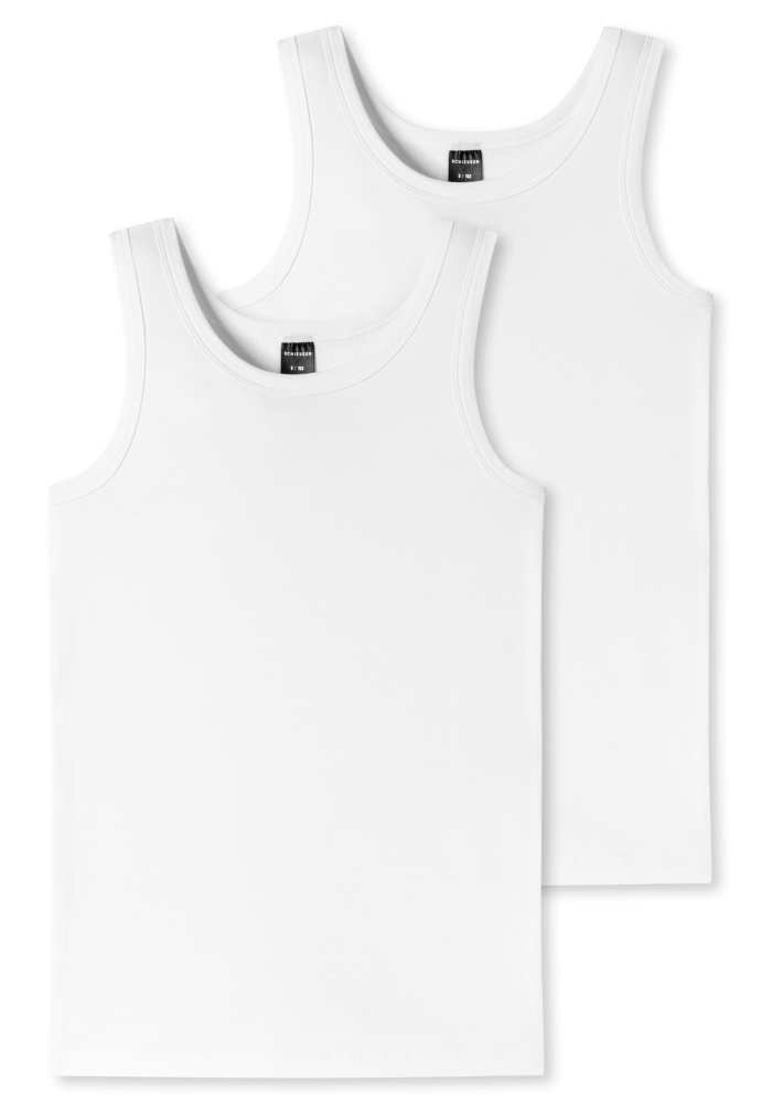 Schiesser Tank Top 2er-Pack Weiss - 95/5 für Jungen, Größe XS, 95 % Baumwolle, 5 % Elasthan