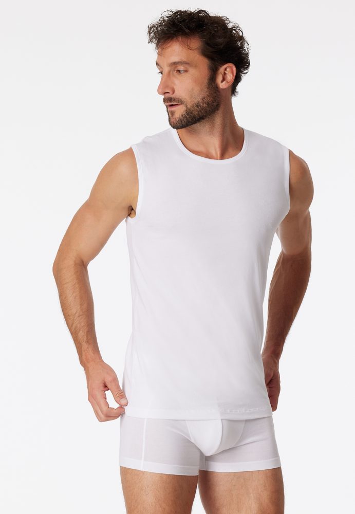 Schiesser Shirt ärmellos 2er-Pack Weiss - 95/5 für Herren, Größe S, 95 % Baumwolle, 5 % Elasthan