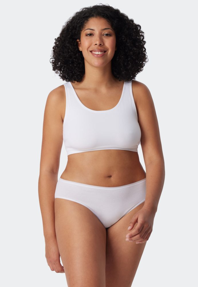 Schiesser Midi Slip 2er-Pack Weiss - 95/5 für Damen, Größe L, 95 % Baumwolle, 5 % Elasthan
