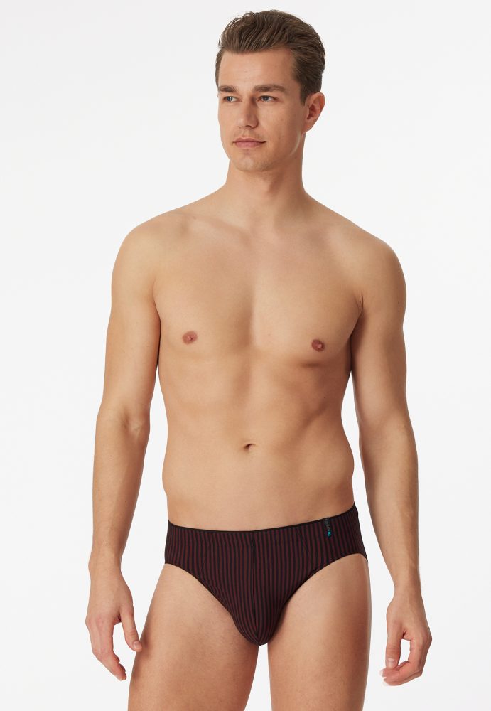 Schiesser Slip Rot gestreift - Long Life Soft für Herren, Größe M, 75 % Modal, 15 % Polyester, 10 % Elasthan