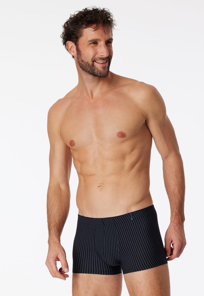 Schiesser Enge Boxershorts Schwarz gestreift - Long Life Soft für Herren, Größe M, 75 % Modal, 15 % Polyester, 10 % Elasthan