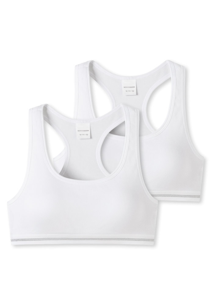 Bustiers 2er-Pack Doppelripp weiß - Long Life Cotton 152