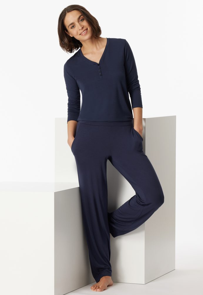 Schiesser Hose Dunkelblau - Mix+Relax für Damen, Größe XS, 95 % Modal, 5 % Elasthan