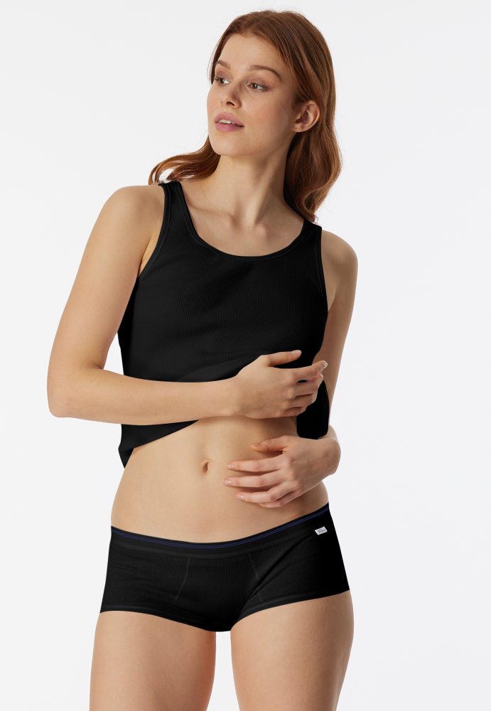 Schiesser Panty Doppelripp Schwarz - Revival Greta für Damen, Größe L, 97 % Baumwolle, 3 % Elasthan