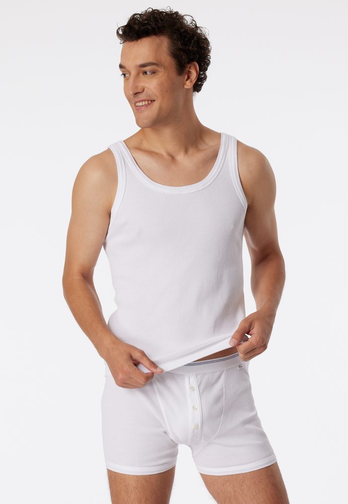 Schiesser Enge Boxershorts Feinripp mit Knopfleiste Weiss - Revival Friedrich für Herren, Größe XL, 100 % Baumwolle