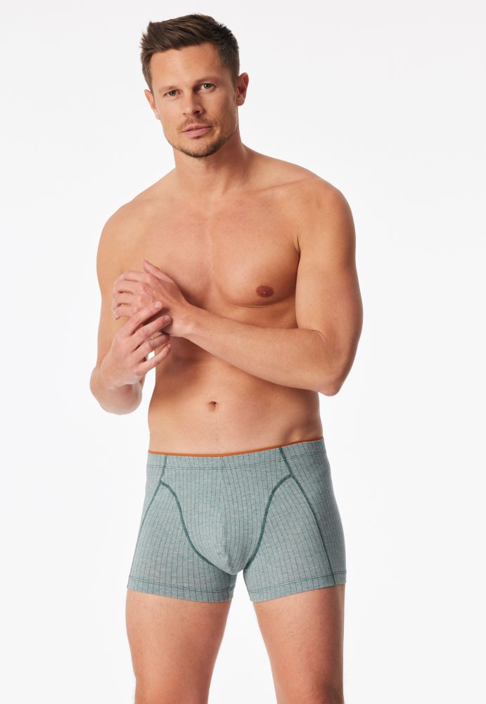 Schiesser Enge Boxershorts Petrol gestreift - 95/5 für Herren, Größe M, 95 % Baumwolle, 5 % Elasthan