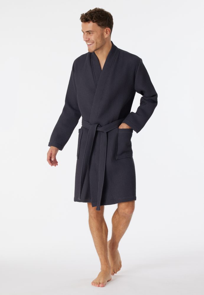 Schiesser - Waffel Piqué - Organic Cotton - Morgenmantel / Bademantel, für Herren, Grau, Größe XL