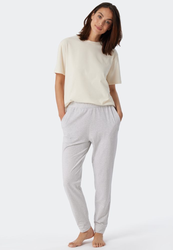Schiesser Hose mit Bündchen Grau - Mix+Relax für Damen, Größe L, 95 % Baumwolle, 5 % Elasthan