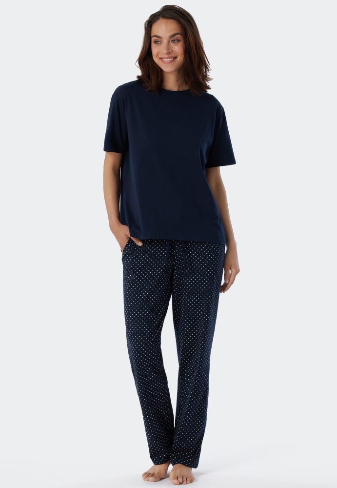 Schiesser T-Shirt Dunkelblau - Mix+Relax für Damen, Größe XS, 95 % Baumwolle, 5 % Elasthan