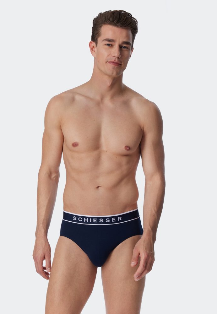 Schiesser Slip 3er-Pack Dunkelblau - 95/5 für Herren, Größe M, 95 % Baumwolle, 5 % Elasthan