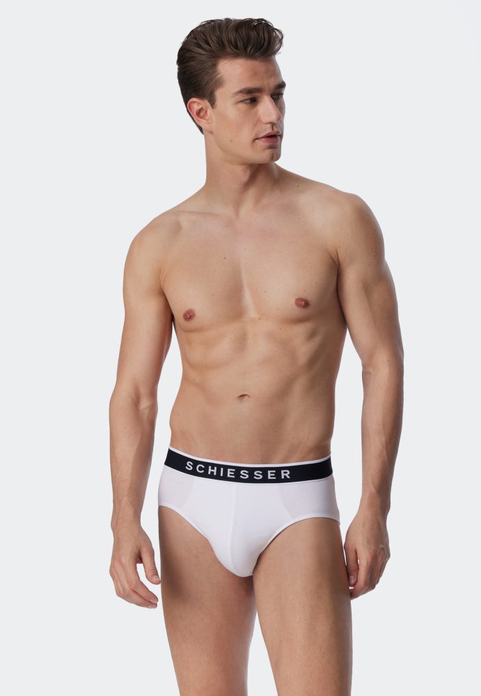 Schiesser Slip 3er-Pack Weiss - 95/5 für Herren, Größe S, 95 % Baumwolle, 5 % Elasthan