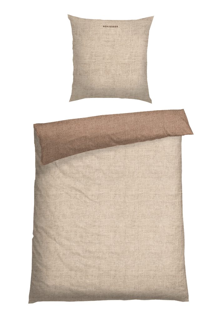 Schiesser Bettwäscheset 2-teilig Beige/Braun - SCHIESSER Home, Größe 135*200, 100 % Baumwolle