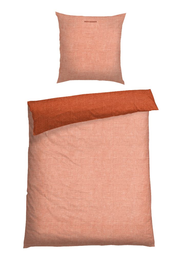 Schiesser Bettwäscheset 2-teilig Orange - SCHIESSER Home, Größe 135*200, 100 % Baumwolle