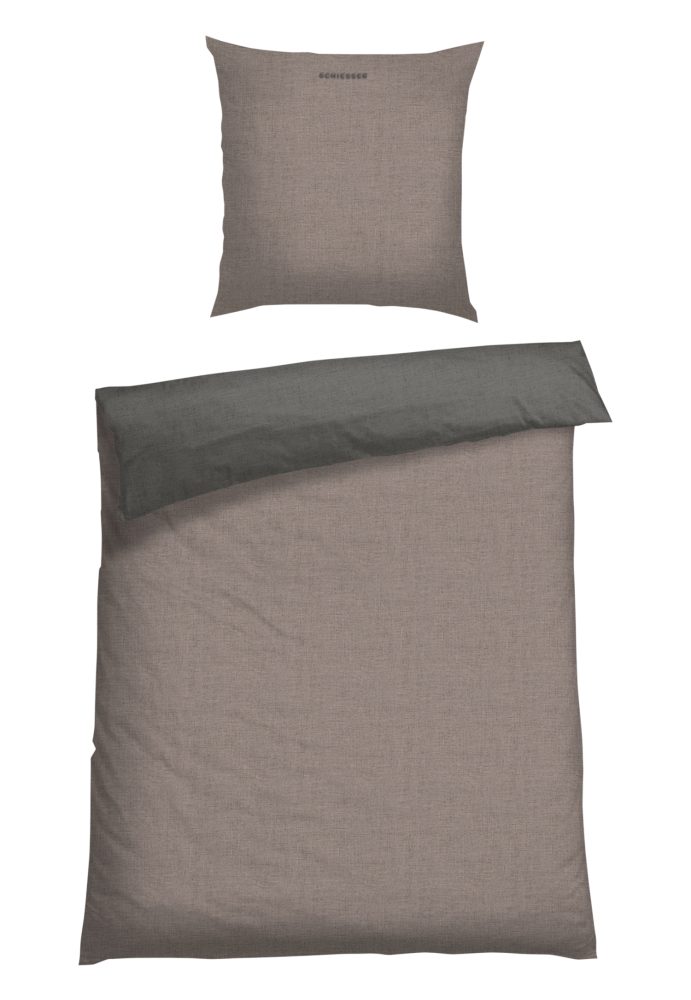 Schiesser Bettwäscheset 2-teilig Grau - SCHIESSER Home, Größe 160*210, 100 % Baumwolle