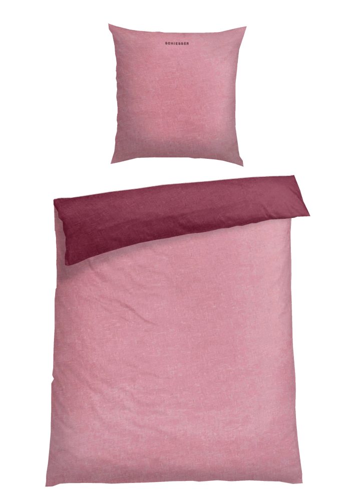 Schiesser Bettwäscheset 2-teilig Feinbiber Rosa - SCHIESSER Home, Größe 135*200, 100 % Baumwolle