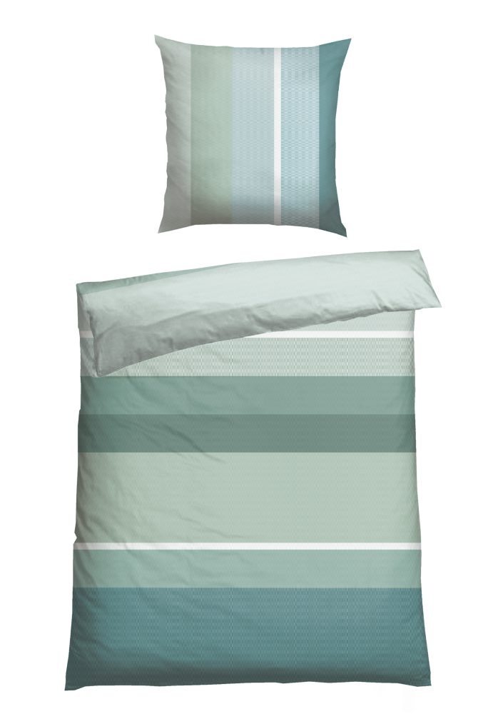Schiesser Bettwäscheset 2-teilig Blau gestreift - SCHIESSER Home, Größe 135*200, 100 % Baumwolle