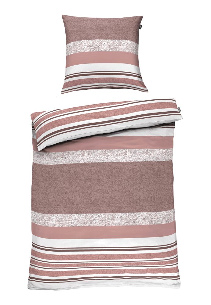 Schiesser Bettwäscheset 2-teilig Rosa gestreift - SCHIESSER Home, Größe 155*220, 100 % Baumwolle