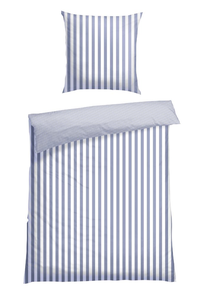 Schiesser Bettwäscheset 2-teilig Blau/Weiss gestreift - SCHIESSER Home, Größe 135*200, 100 % Baumwolle