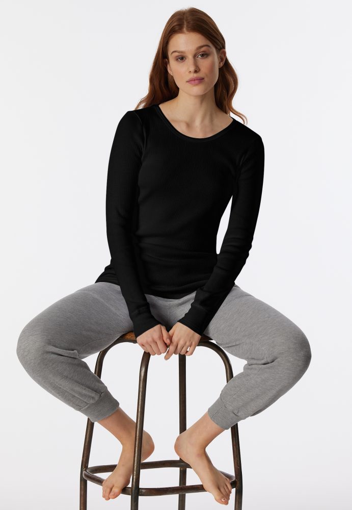 Schiesser Shirt Schwarz - Revival Greta für Damen, Größe M, 100 % Baumwolle