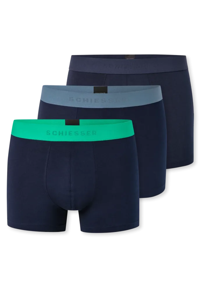 Schiesser Enge Boxershorts 3er-Pack Dunkelblau - 95/5 für Herren, Größe L, 95 % Baumwolle, 5 % Elasthan