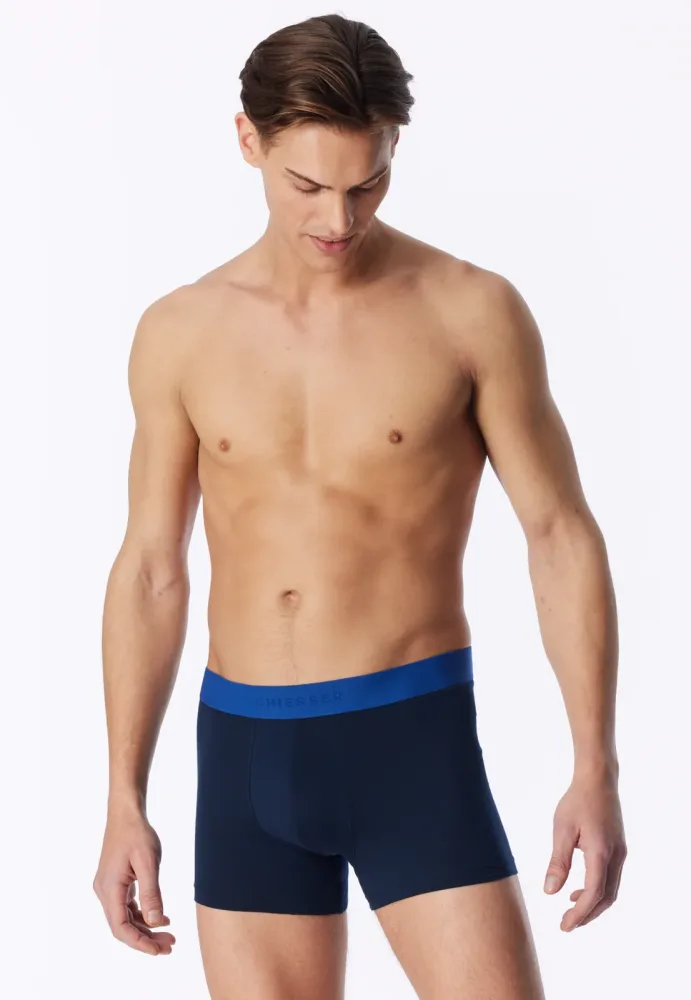 Schiesser Enge Boxershorts 3er-Pack Dunkelblau - 95/5 für Herren, Größe L, 95 % Baumwolle, 5 % Elasthan