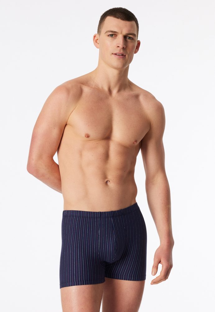 Schiesser Enge Boxershorts 3er-Pack Schwarz/Dunkelblau gestreift - 95/5 für Herren, Größe L, 95 % Baumwolle, 5 % Elasthan