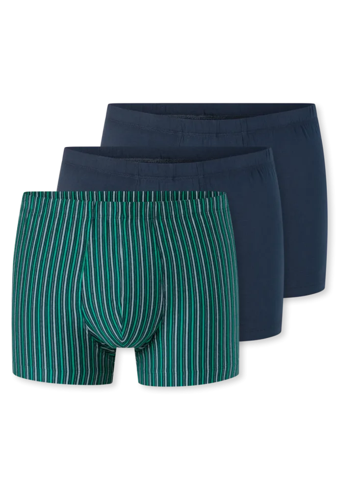 Schiesser Enge Boxershorts 3er-Pack Blau/Grün gestreift - 95/5 für Herren, Größe S, 95 % Baumwolle, 5 % Elasthan