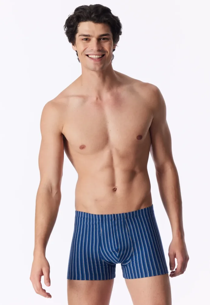 Schiesser Enge Boxershorts 3er-Pack Blau/Dunkelblau gestreift - 95/5 für Herren, Größe S, 95 % Baumwolle, 5 % Elasthan