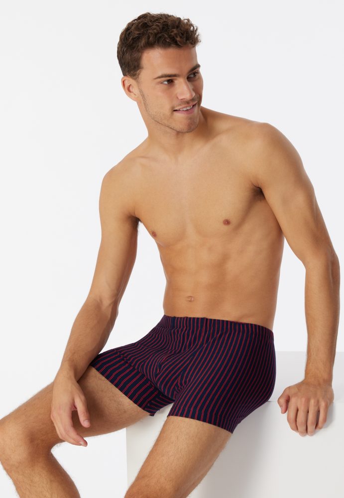 Schiesser Enge Boxershorts Rot gestreift - 95/5 für Herren, Größe L, 95 % Baumwolle, 5 % Elasthan