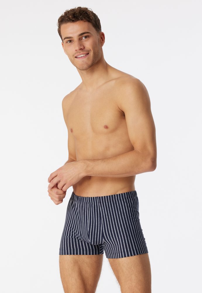 Schiesser Enge Boxershorts Dunkelblau gestreift - 95/5 für Herren, Größe L, 95 % Baumwolle, 5 % Elasthan